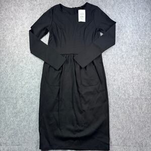 Brigitte Brianna NWT  Women's M Black Pocket Front‎ Lagenlook Boho Dress